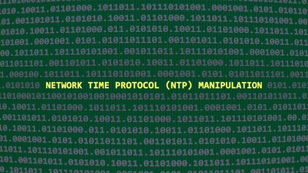 Manipulación Del Protocolo Tiempo Red Ataque Cibernético Ntp Texto Vulnerabilidad — Foto de Stock
