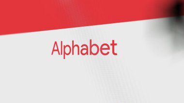Beyaz bir ekranda Alfabe A.Ş. (C sınıfı) logosu. Bir aygıt üzerinde Alfabe Inc (C sınıfı) markası.