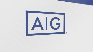 Beyaz ekranlı American International Group 'un logosu. American International Group bir aygıtın üzerinde.