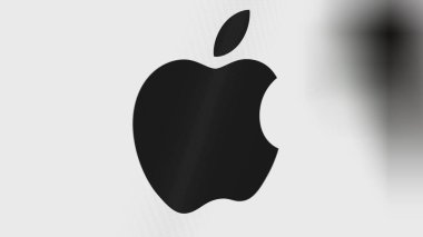 Apple A.Ş. 'nin logosu beyaz bir ekranda. Apple Inc bir aygıt üzerinde damga.