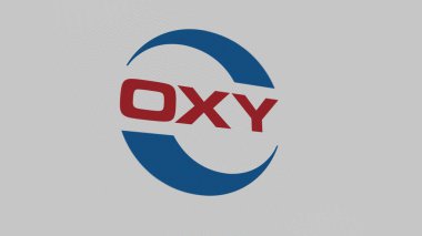 The logo of Occidental Petroleum on a white wall of screens. Occidental Petroleum brand on a device. clipart