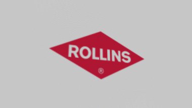 Beyaz bir ekranda Rollins Inc. 'in logosu. Rollins, Inc bir aygıt üzerinde damga.