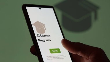 Bir öğrenci, okuma yazma programları okumak, yeni yetenekler öğrenmek ve telefon sertifikasını almak için kurslara kaydoluyor..