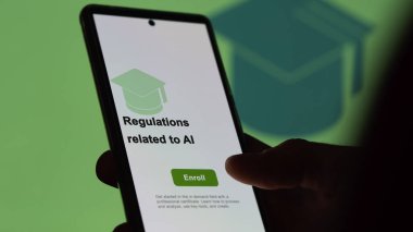 Bir öğrenci ai programıyla ilgili düzenlemeleri öğrenmek için kurslara kaydolur, yeni beceriler ve telefon sertifikası alır..