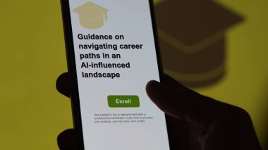 Bir öğrenci, yön bulma konusunda rehberlik eğitimi almak için kurslara kaydoluyor. Ai-etkilenmiş bir peyzaj programında, yeni yetenekler ve telefon sertifikası ile..