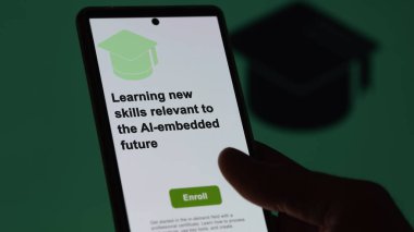 Bir öğrenci yeni beceriler öğrenmek için kurslara kaydolur. Gelecekteki programla ilgili yeni beceriler öğrenir, yeni yetenekler öğrenir ve telefon üzerinden sertifika alır..