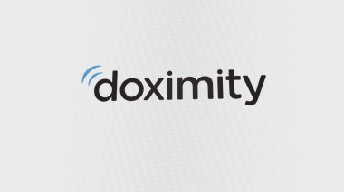 Dev beyaz ekrandaki Doximity logosu, cihazdaki Doximity markası..