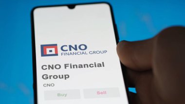 CNO Financial Group 'un borsadaki ticaret sayfası, CNO, CNO Financial Group' u analiz eden bir hissedar, bir cihaz üzerinde.