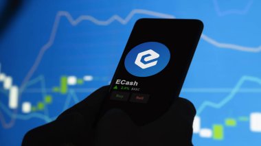 24 Kasım 2023. Telefondaki eCash 'in fiyatını analiz eden bir yatırımcı. Şifreli bir değiş tokuş için XEC $' lık bozuk para..