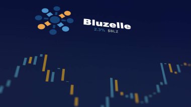 5 Aralık 2023. Telefondaki Bluzelle 'in fiyatını analiz eden bir yatırımcı. Kripto takası için BLZ dolar..