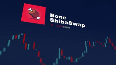 5 Aralık 2023. Telefondaki Bone ShibaSwap 'ın fiyatını analiz eden bir yatırımcı. Kripto takası için kullanılan bozuk para..