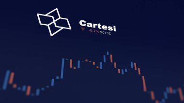 5 Aralık 2023. Telefondaki Cartesi 'nin fiyatını analiz eden bir yatırımcı. Şifreli bir değiş tokuş için CTSI $' lık bozuk para..