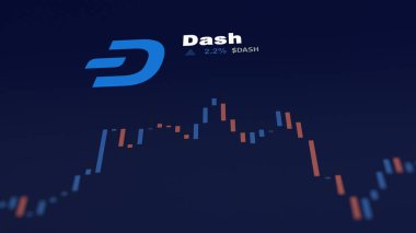 5 Aralık 2023. Telefondaki Dash 'in fiyatını analiz eden bir yatırımcı. Kripto takası için DASH dolar..
