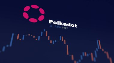 5 Aralık 2023. Telefondaki Polkadot 'nun fiyatını analiz eden bir yatırımcı. Kripto takası için DOT dolar..
