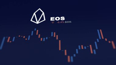 5 Aralık 2023. Bir telefondaki EOS 'un fiyatını analiz eden bir yatırımcı. Kripto değiş tokuşu için EOS $EOS..