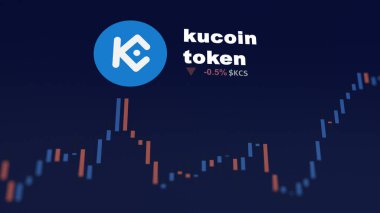 5 Aralık 2023. Telefondaki kucoin jetonunun fiyatını analiz eden bir yatırımcı. Kripto değiş tokuşunda KCS $KCS..