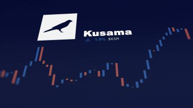 5 Aralık 2023. Telefondaki Kusama 'nın fiyatını analiz eden bir yatırımcı. Kripto takası için KSM $KSM..