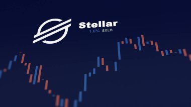 5 Aralık 2023. Bir telefondaki Stellar 'ın fiyatını analiz eden bir yatırımcı. Şifreli bir değiş tokuş için XLM dolar..