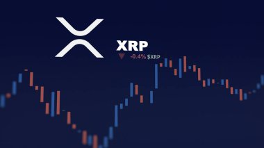 5 Aralık 2023. Bir telefondaki XRP 'nin fiyatını analiz eden bir yatırımcı. Şifreli bir değiş tokuşun XRP' si..