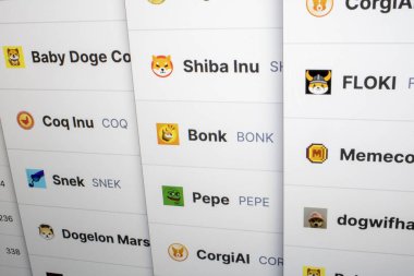 Kripto değişim ekranı mim sikkeleri kategorisine odaklanmıştır, BONK, SHIB, FLOKI, PEPE, MEME, ELON, SNEK, COQ, WIF, CORGIAI veya BabyDoge.