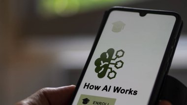03 Ocak 2024. Öğrenci, AI 'ın Nasıl Çalıştığı programına e-öğrenme yoluyla moral bozucu bir şekilde kaydoluyor.