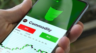 Değiş tokuş yapılmış fon şeması, ticari malların akıllı telefonlarına borsa verilerine yatırım. Bir eğilimin iş analizi. Uluslararası fonlara yatırım yapmak. Mavi çiplerin alınması stratejik ETF