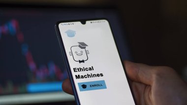 6 Ocak 2024. Öğrenci telefonda Ahlak Makineleri programına kaydoluyor, e-öğrenme yoluyla moral bozucu sertifika