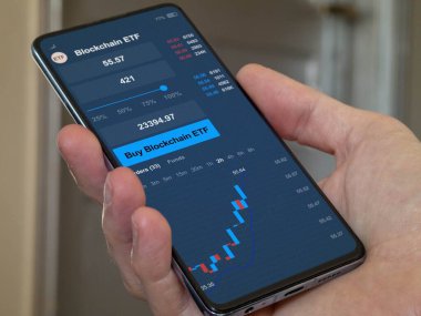 Borsa fonu şeması, borsa verilerine yatırım, akıllı telefon blokçusu. Bir eğilimin iş analizi. Uluslararası fonlara yatırım yapmak. Mavi çiplerin satın alınması stratejik ETF