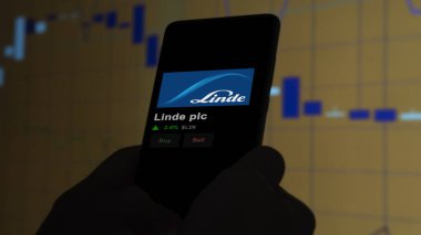 15 Ocak 2024. Bir değiş tokuş ekranında Linde plc logosu. Linde plc fiyat hisseleri, bir aygıt üzerinde LIN $.