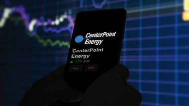 15 Ocak 2024. Bir değiş tokuş ekranında CenterPoint Enerji logosu. Merkez Noktası Enerji Fiyat Hisseleri, Bir aygıta CNP $.