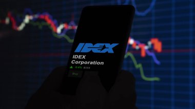 15 Ocak 2024. IDEX Şirketi 'nin logosu bir değiş tokuş ekranında. IDEX Şirketi hisse senetleri, bir aygıt için IEX $.