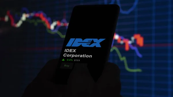 January 15th 2024. The logo of IDEX Corporation on the screen of an exchange. IDEX Corporation price stocks, $IEX on a device.