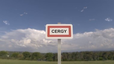 City sign of Cergy. Entrance of the town of Cergy in Val d'Oise, France clipart