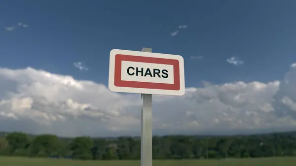 City sign of Chars. Entrance of the town of Chars in Val d'Oise, France