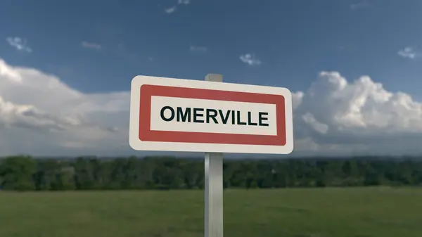 City sign of Omerville. Entrance of the town of Omerville in Val d\'Oise, France