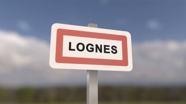 Lognes 'in şehir işareti. Lognes 'in girişi, Seine-et-Marne, Fransa