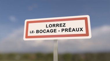 Lorrez-le-Bocage-Preaux şehir işareti. Lorrez le Bocage Preaux 'nun girişi, Seine-et-Marne, Fransa