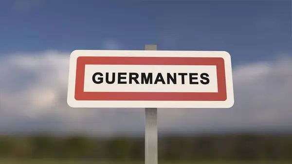 City sign of Guermantes. Entrance of the town of Guermantes in, Seine-et-Marne, France
