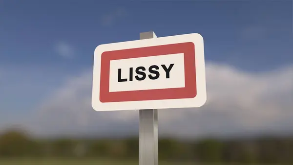 City sign of Lissy. Entrance of the town of Lissy in, Seine-et-Marne, France