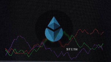 March 15th 2024March 2024, Crypto exchange screen focused on Lido Staked ETH token, coin STETH. clipart