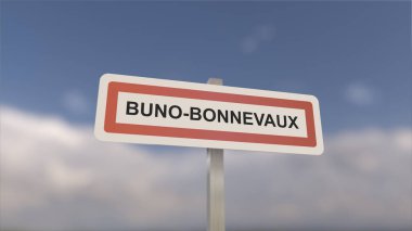 A sign at Buno-Bonnevaux town entrance, sign of the city of Buno Bonnevaux. Entrance to the municipality. clipart