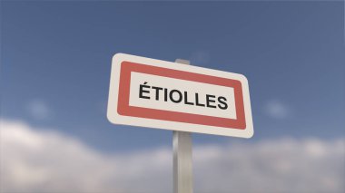 A sign at etiolles town entrance, sign of the city of etiolles. Entrance to the municipality. clipart
