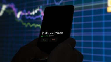 January 15th 2024. The logo of T. Rowe Price on the screen of an exchange. T  Rowe Price price stocks, $TROW on a device. clipart