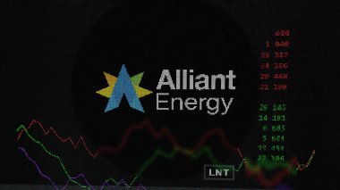 19 Mart 2024. Değiş tokuş ekranında Alliant Enerji logosu. Alliant Enerji Fiyat Hisseleri, Bir aygıt üzerinde LNT $.