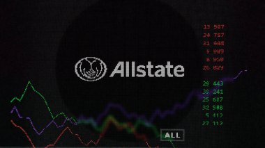 19 Mart 2024. Değiş tokuş ekranında Allstate 'in logosu. Tüm eyalet hisse senetleri, bir cihaza $All.