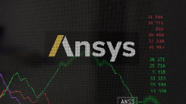 19 Mart 2024. Değiş tokuş ekranında Ansys 'in logosu. Ansys hisse senetleri, bir cihaza ANSS $.