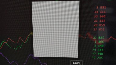 19 Mart 2024. Apple A.Ş. 'nin logosu bir değiş tokuş ekranında. Apple Inc fiyat hisseleri, bir aygıt üzerinde $AAPL.