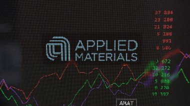 19 Mart 2024. Takas ekranındaki Uygulamalı Malzemeler logosu. Uygulamalı Malzeme fiyat hisseleri, bir aygıt üzerinde AMAT $.