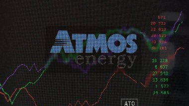 19 Mart 2024. Bir değiş tokuş ekranında ATMOS Enerjisinin logosu. ATMOS Enerji Fiyat Hisseleri, Bir aygıt üzerinde $ATO.