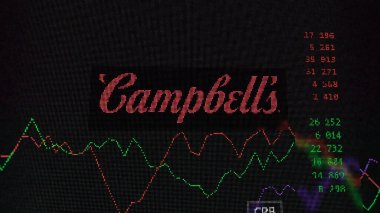 19 Mart 2024. Bir takas ekranında Campbell Çorba Şirketi 'nin logosu. Campbell Çorba Şirketi hisse senetleri, bir cihazda CPB $.